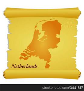 Vector parchment with a silhouette of Netherlands