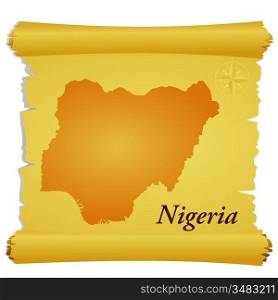 Vector parchment with a silhouette of Nigeria