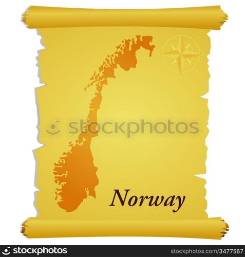 Vector parchment with a silhouette of Norway