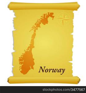Vector parchment with a silhouette of Norway