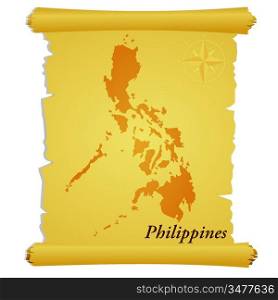 Vector parchment with a silhouette of Philippines