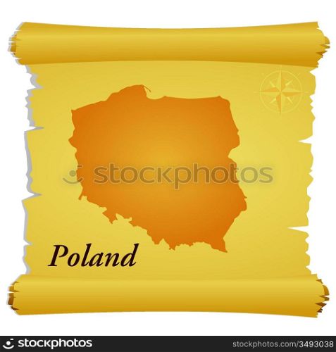 Vector parchment with a silhouette of Poland