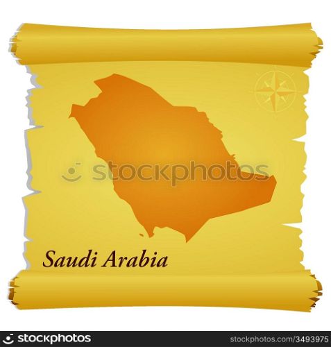 Vector parchment with a silhouette of Saudi Arabia