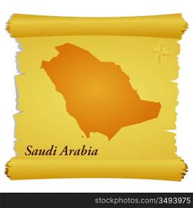 Vector parchment with a silhouette of Saudi Arabia