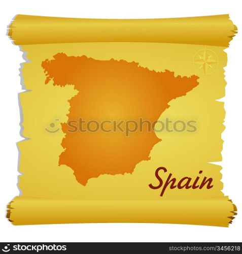 Vector parchment with a silhouette of Spain