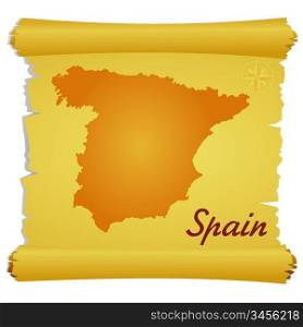 Vector parchment with a silhouette of Spain