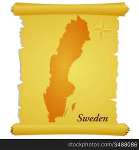 Vector parchment with a silhouette of Sweden