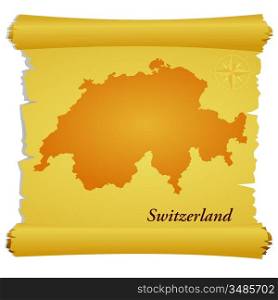 Vector parchment with a silhouette of Switzerland
