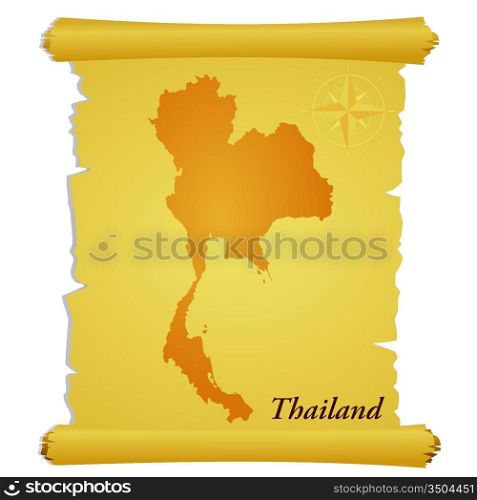 Vector parchment with a silhouette of Thailand