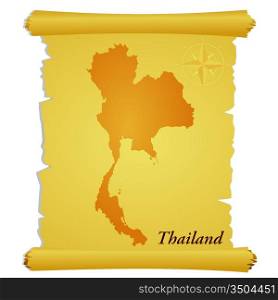 Vector parchment with a silhouette of Thailand