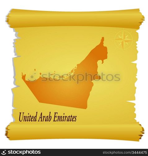 Vector parchment with a silhouette of United Arab Emirates
