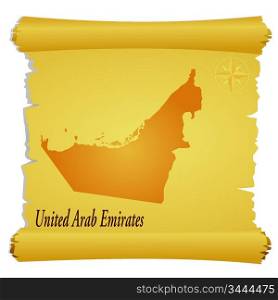 Vector parchment with a silhouette of United Arab Emirates