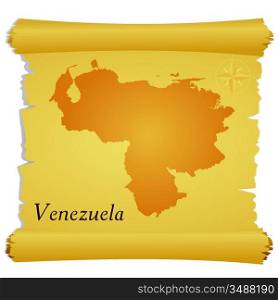 Vector parchment with a silhouette of Venezuela
