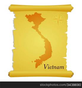 Vector parchment with a silhouette of Vietnam