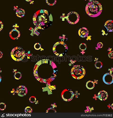 Vector Pattern 60s. Seamless Background Inspired Second Wave Feminism In 1960s. Vector Pattern 60s. Seamless Background Inspired Second Wave Feminism 1960s
