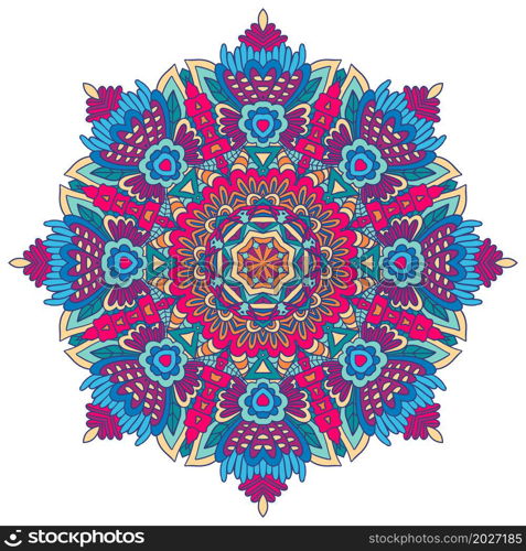 Vector pattern Aztec Colorful ethnic tribal geometric psychedelic folkloric style print. Mandala tattoo. Festive ethnic indian colorful mandala. Geometric ornamental fantasy boho magic design Vector medallion print.