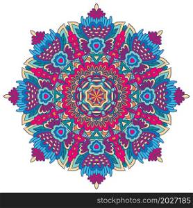 Vector pattern Aztec Colorful ethnic tribal geometric psychedelic folkloric style print. Mandala tattoo. Festive ethnic indian colorful mandala. Geometric ornamental fantasy boho magic design Vector medallion print.