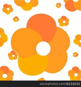Vector pattern floral background orange flowers beautiful simple isolated nature clip art wallpaper illustration