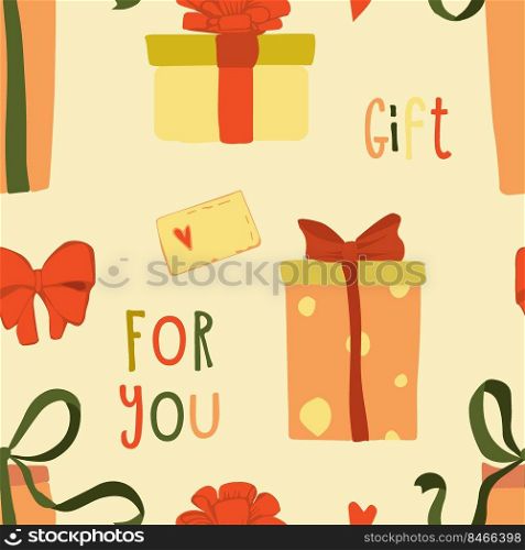 Vector pattern of various gift boxes. easily editable background. Flat design. for fabric, paper, web, uniform.