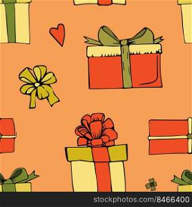 Vector pattern of various gift boxes. easily editable background. Flat design. for fabric, paper, web, uniform.