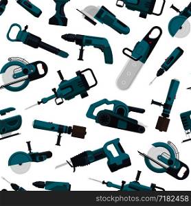 Vector pattern or background illustration with electric construction tools backdrop. Vector pattern illustration with electric construction tools