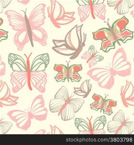 Vector pattern with butterflies in watercolor. Vector collection illustration