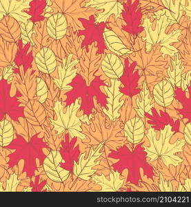 Vector pattern with hand-drawn autumn leaves. Vector illustration. . Autumn leaves. Vector pattern