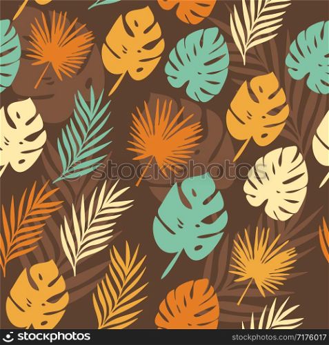 vector pattern with tropical leaves