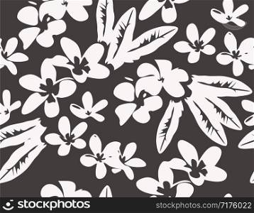 vector pattern with tropical plumeria flowers and leaves