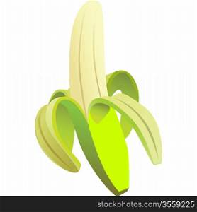 vector peeled ripe green banana on the white background