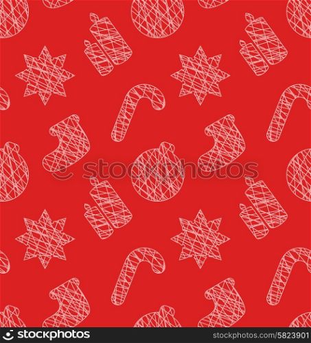 vector pencil design elements - color can be changed by one click. Illustration Seamless Texture with Holiday Object for Christmas - Vector