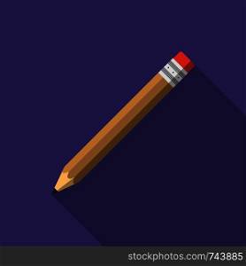 Vector Pencil icon in flat style with shadow. Vector illustration