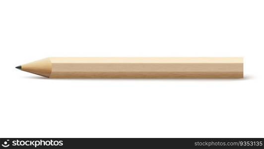 Vector pencil illustration school isolated wood icon. Pencil realistic drawing.. Vector pencil illustration school isolated wood icon. Pencil realistic drawing
