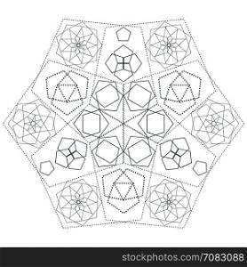 vector pentagon abstract sacred geometry decoration sign black color illustration white background