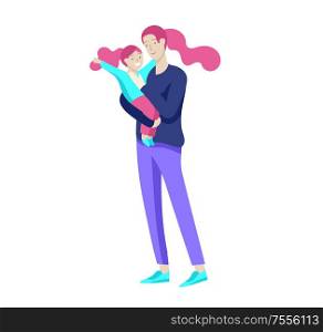 Vector people character. Mother and daughter spending time together, read a book and play, bathe the baby, walk and shopping. Colorful flat concept illustration.. Vector people character. Mother and daughter spending time together