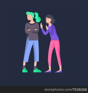 Vector people in bad emotions, character in conflict, angry or tired and in stress. Aggressive people yell at each oth er. Colorful flat concept illustration.. Vector people in bad emotions, character in conflict, angry or tired and in stress.