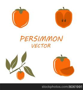 Vector Persimmon icons set. Vector Persimmon icons set on white background