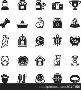 Vector pets black icons. Pets black icons. Fish and dog, cat and hamster, rabbit and turtle, Vector illustration