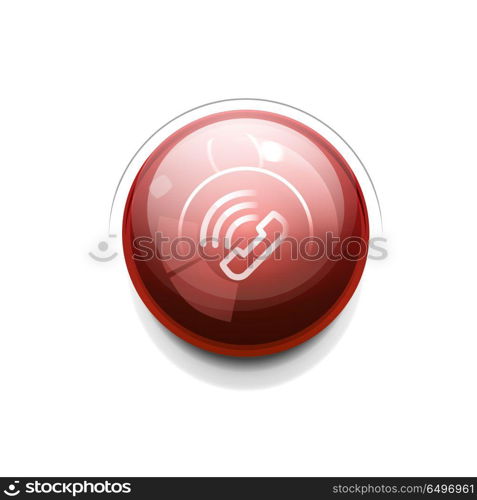 Vector phone support web button. Vector phone support web button, digital technology concept, old phone icon