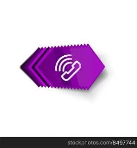 Vector phone support web button. Vector phone support web button, digital technology concept, old phone icon