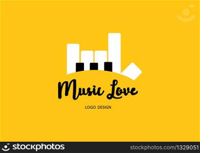 Vector piano logo. Love music symbol