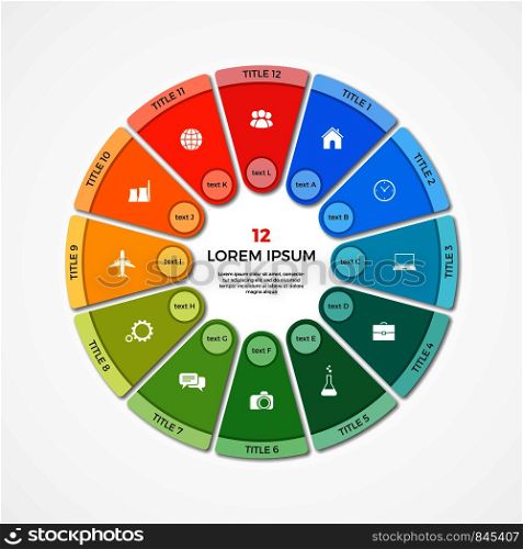 Vector pie chart circle infographic template with 12 options