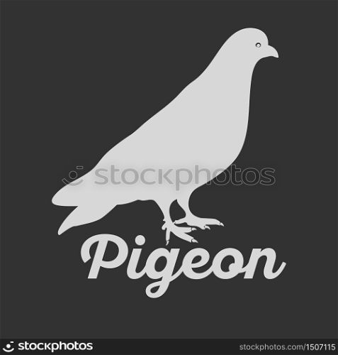 Vector pigeon silhouette on dark background. eps10