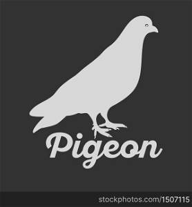 Vector pigeon silhouette on dark background. eps10