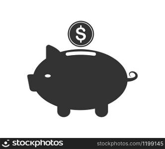 Vector piggy Bank icon. The flat silhouette is isolated on a white background for websites, apps, and theme design.