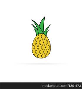 vector pineapple icon with big green leaves