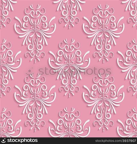 Vector Pink Seamless Background with 3d Floral Pattern and Backdrop for Greeting or Invitation Card