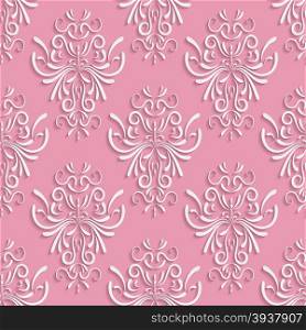 Vector Pink Seamless Background with 3d Floral Pattern and Backdrop for Greeting or Invitation Card