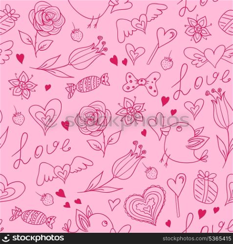 Vector pink seamless pattern for Valentine&rsquo;s day