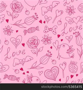 Vector pink seamless pattern for Valentine&rsquo;s day